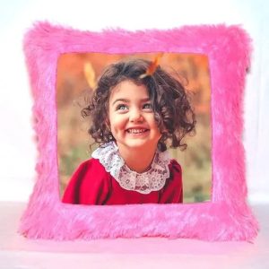 Pink Squaer  Fur Cushion